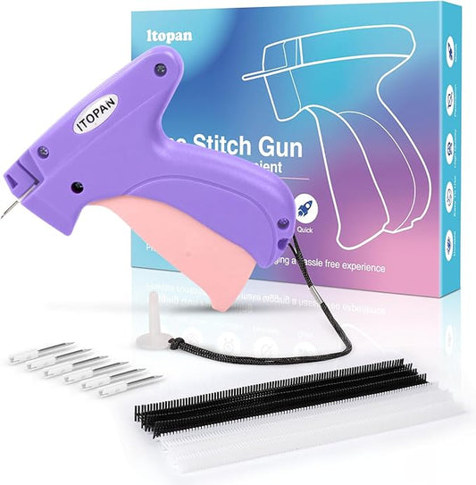 Stitch Gun for Clothes, Tagging Gun for Clothing Quick Fixes - Price Tag Gun with 6 Fine Needle, 1000 Black Fasteners & 1000 White Fasteners MediumPurple2+RosyBrown1