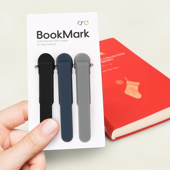 SMUK 3 Pieces Silicone Bookmark, Unique Automatic Bookmarks for Book Lovers Reading Women Men Teens Teachers, Book Mark Book Page Keeper Reading Gifts for Reading Lovers
