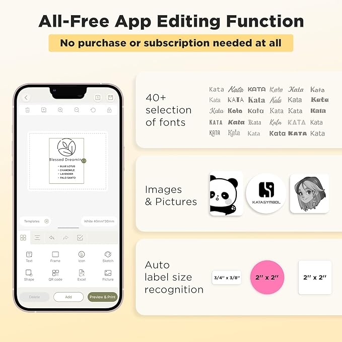 SUPVAN T50M Pro Bluetooth Label Maker Machine with 3 Tapes, Wide Waterproof Label, Versatile App with 40 Fonts and 650+ Icons, Inkless Labeler for Home, Kitchen, School, Office Organization, Black
