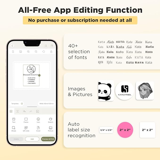 SUPVAN T50M Pro Bluetooth Label Maker Machine with Tape, Wide Waterproof Label, Versatile App with 40 Fonts and 450+ Icons, Inkless Labeler for Home, Kitchen, School, Office Organization, Black