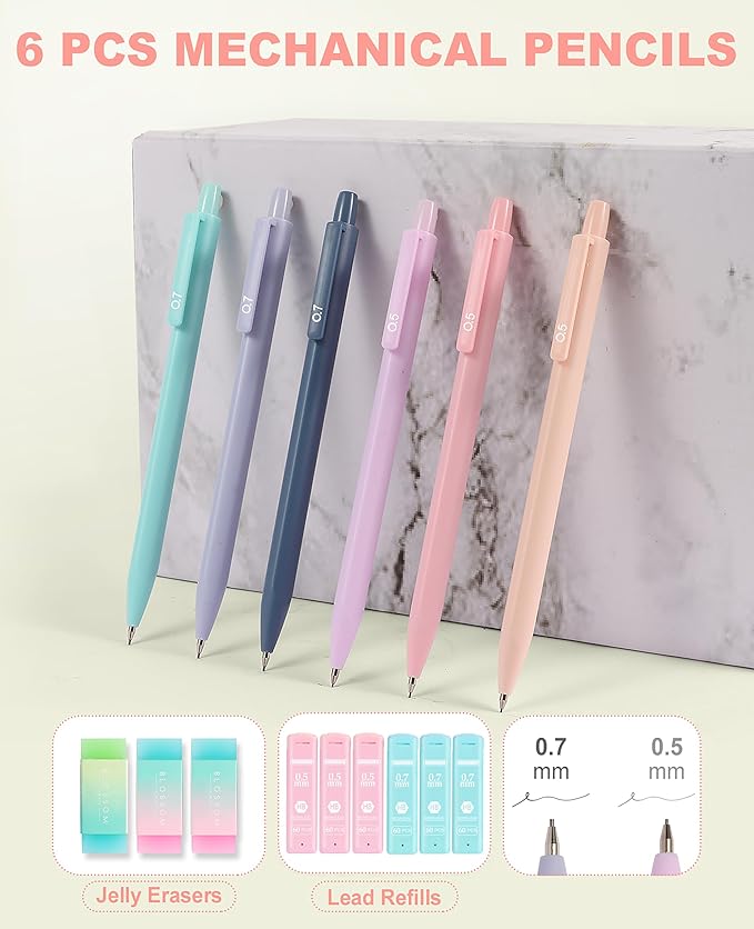 56PCS Aesthetic School Supplies Cute Stationary Set with Large Pencil Case, Stylus Ballpoint Pens, Highlighters, Gradient 0.7mm Gel Pens,Mechanical Pencils 0.5-0.7mm, College Student Essential(purple)