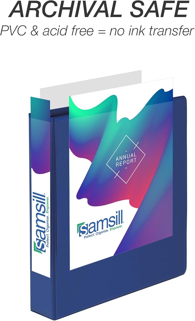 Samsill Durable 1.5 inch 3 Ring Binder, Made in USA, D Ring Binder, FSC 100% Recycled Chipboard, Blue, 12 Pack