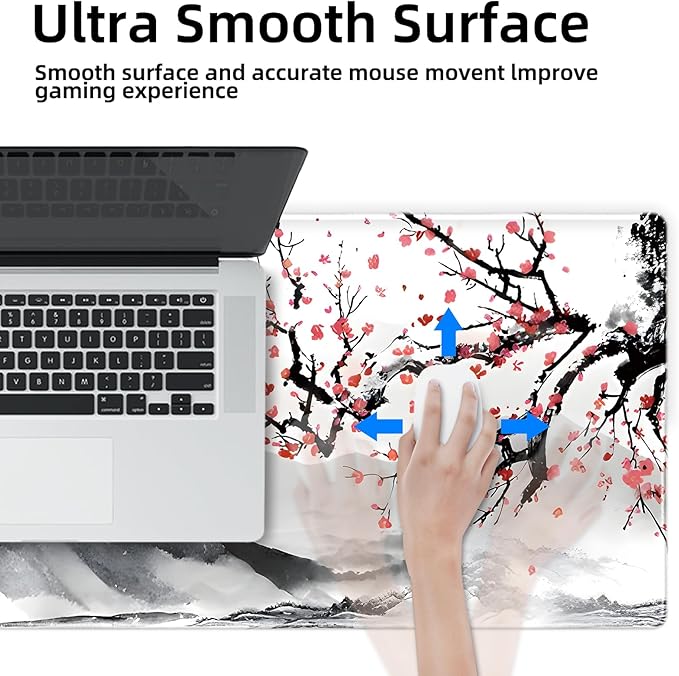 Galdas Gaming Mouse Mat Forest Background Pattern XXL XL Large Mouse Mat Long Extended Mouse Pad Desk Mat Non-Slip Rubber Mice Pads Stitched Edges Thin Pad (Ink and Wash)