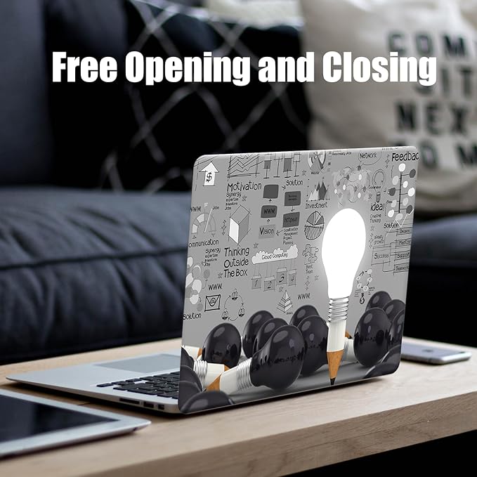 DTangLsm Compatible for 2025 MacBook Air 13 inch Case 2024-2022 M4 M3 M2 A3240 A3113 A2681 with Touch ID, Clear Slim Plastic Hard Shell Case&Keyboard Skin for MacBook Air 13.6 M2 Cover, Creative Bulb