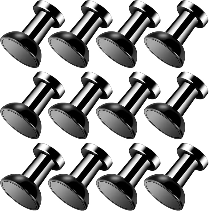 VNDUEEY 12Pcs Black Fridge Magnets Refrigerator Magnet, Metal Magnets for Whiteboard, Small Strong Magnets for Locker, Map, Office, School, Kitchen
