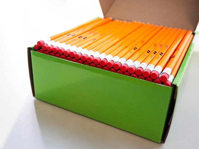 S & E TEACHER'S EDITION Woodcased #2 Pencils, Pre-sharpened, HB Lead Bulk Box, Pencils No. 2, Yellow, with Erasers, Back to school, 200 Pcs