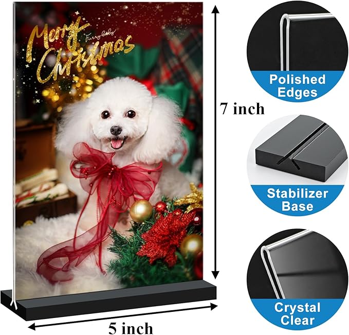 Seencool Acrylic Sign Holder 5x7 - 10Pack Vertical Double Sided Acrylic Sign Stands, Clear Table Menu Display Stand Paper Holder, Plastic Flyer Holder, Vendor Booth Display Items