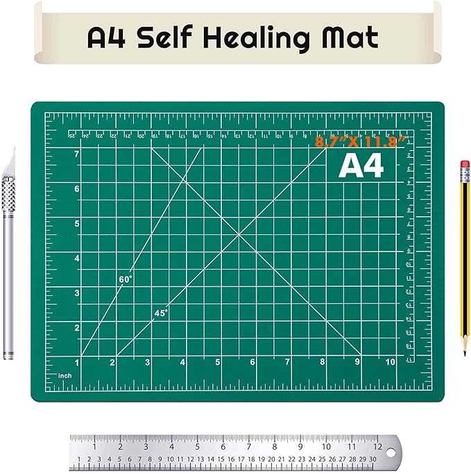 anezus Self Healing Sewing Mat, Rotary Cutting Mat Double Sided 5-Ply Craft Cutting Board for Sewing Crafts Hobby Fabric Precision Scrapbooking Project 9inch x 12inch(A4)