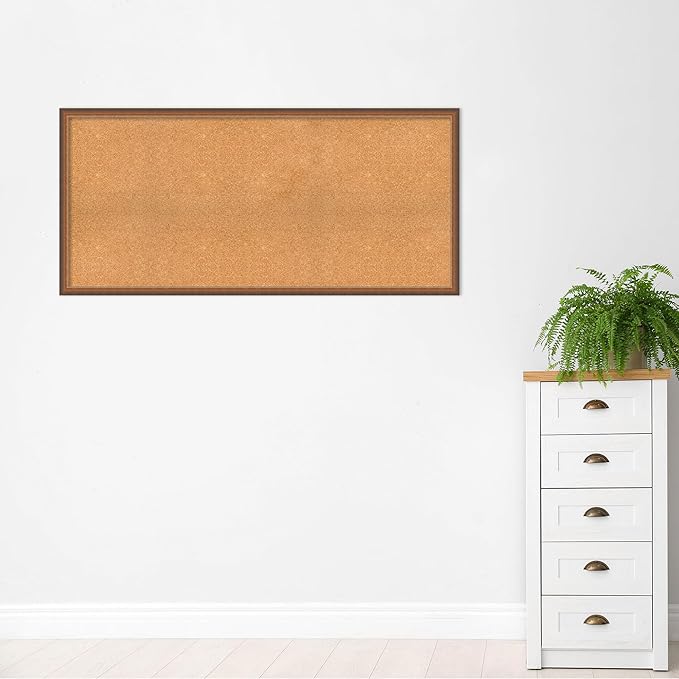 Amanti Art Natural Cork Board for Wall, 28x60 Vision Board with Bronze Frame, Oversize Corkboard Office Decor for Home Organization, Modern Corkboard Pinboard to Display Items for Home Organization