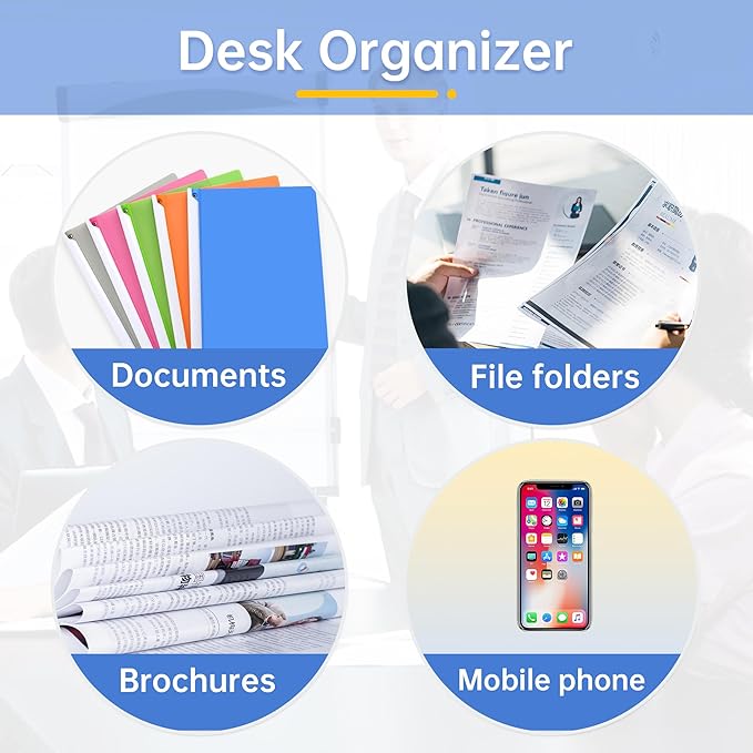 4 Pack Stackable Paper Trays for Letter Documents, Desktop File Organizers for Office Supplies, Stackable Desk Tray Holder for Paper Storage, White