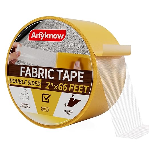 Heavy Duty Double Sided Mesh Tape - Professional Strong Hold Removable Tape for Rug, Carpet, Wall & Clothing, No Residue and No Damage Guaranteed (1 Rolls, 2" x 66FT)