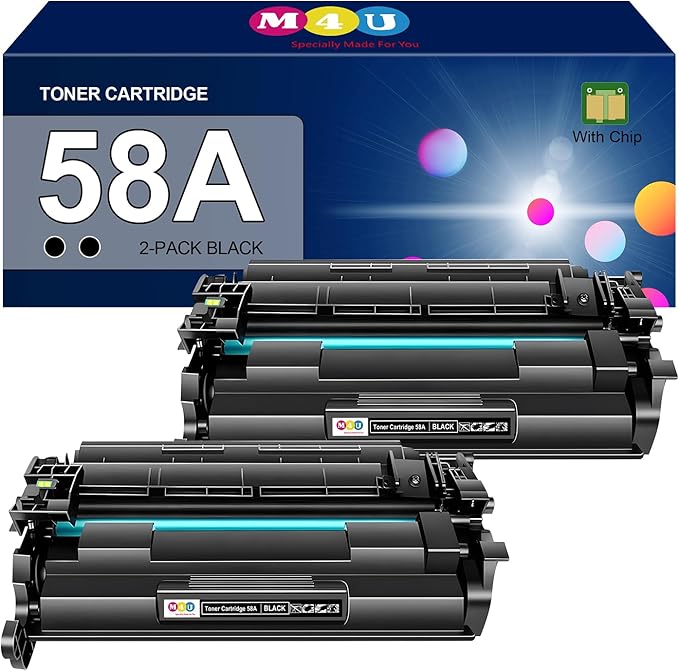 58A Toner 2 Pack Compatible with 58A CF258A Toner Cartridges Black (with Chip), Works with MFP M428fdw M428fdn M428dw M404 M428 Pro M404n M404dn M404dw Printer(2 Pack)