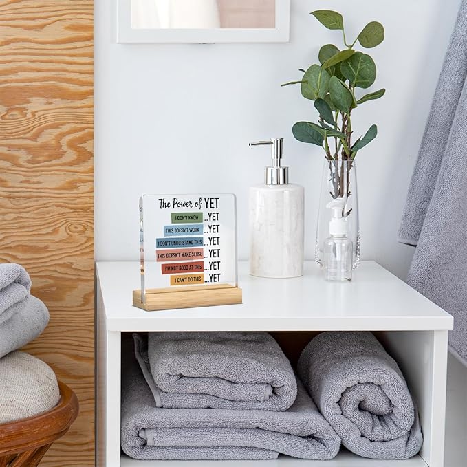 Therapy Office Decor, Mental Health Desk Decoration, School Counselor Gifts, Gifts for Women Psychologist School Counselor Therapist Halloween Christmas, The Power of Yet Acrylic Sign