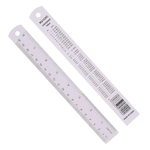 PATIKIL 20cm/8" Metal Ruler, 2 Pack Aluminum Alloy Rulers with Centimeters, Millimeters, Inches and Conversion Table Straight Edge Ruler for Writing Machinist Drafting, Purple