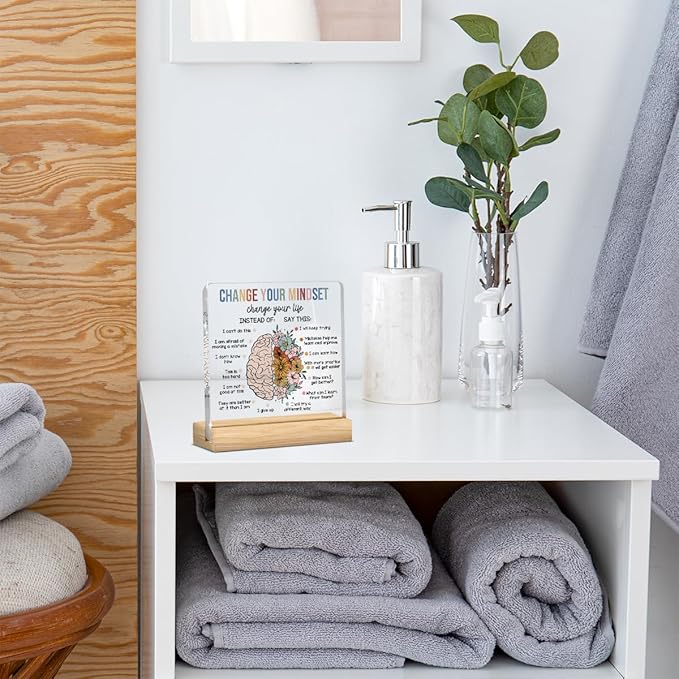 Therapy Office Decor, Mental Health Office Desk Decor, Therapist Offices Must Haves, School Counselor Gifts, Gifts for Women Counselor Psychologist Therapist, Acrylic Sign for Halloween Christmas Gift