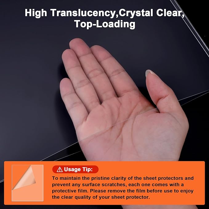 Ndsox 5 Pack 8" x 10" Rigid Print Protectors Clear Hard Plastic Sheet Protectors Top Loading for Photographs, Photo Papers, Posters, Prints, Birth Certificates, Heavy Duty No-Hole Rigid Photo Sleeves