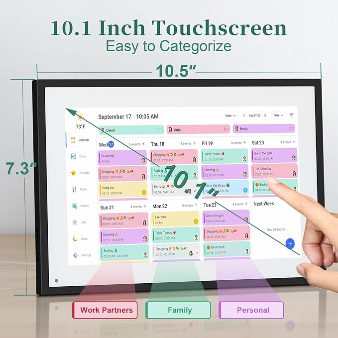 Smart Digital Calendar, 10.1" HD Smart Touch Screen Home Interactive Electron Calender WiFi Planner,Meal Schedule, Duty Chart,Achievement Rewards- Built-in Digital Photo Frame Function