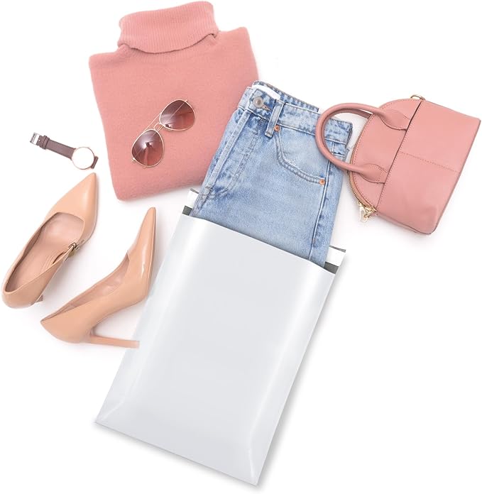 Fuxury 2000 Pcs 14.5x19" Poly Mailers,Waterproof Mailing Envelopes for Clothing, Strong Adhesive Poly Shipping Postage Bags for Small Business(White)