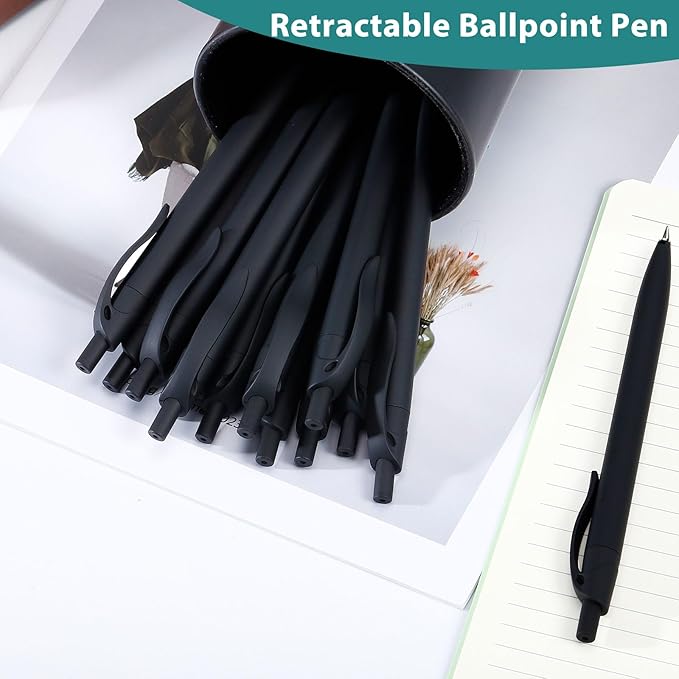 Pens Bulk, 50 Pack Retractable Ballpoint Pen, No Bleed Black Click Pens, Writing Pen in Medium Point, 1.0 MM Black Smooth Ink, Ideal for Office, School & Everyday Use