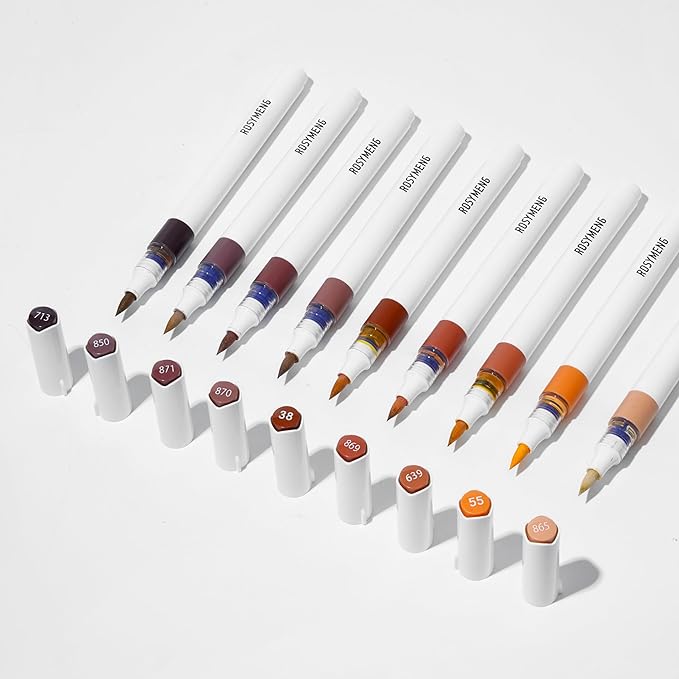 9 Color Acrylic Paint Markers, Water-Based Acrylic Markers for Artists Adults Coloring Drawing Cartoon Anime Comic - Brush Tip for Rock Painting, Wood, Canvas, Fabric (Ice Cream Bear Series)