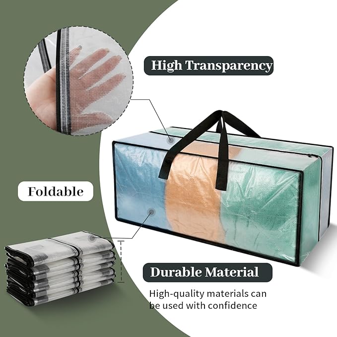 4 Pack Heavy Duty CLear Moving Bags, Large CLear Storage Bags for College Dorm Room Essentials, Alternative to Moving Boxes, Compatible with IKEA Frakta Cart