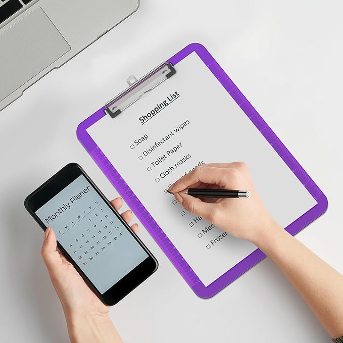 Bulk Clipboards Set of 6, 8.5x11 Plastic Colored Clear Clip Board with Ruler, Suitable for Classroom, Students, Kid, Size 9" x 12.5" with Low Profile Clip, Office & School Supply