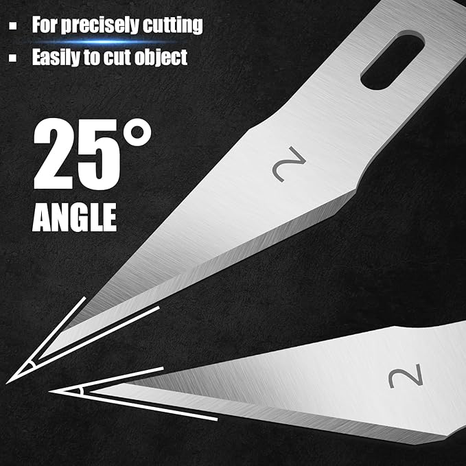 JTIEO 100 Pack Exacto Knife Blades #2, SK5 Carbon Steel Exacto Blades Refill Craft Art Knife Replacement Blades with Storage Case for Craft, Hobby, Scrapbooking, Stencil