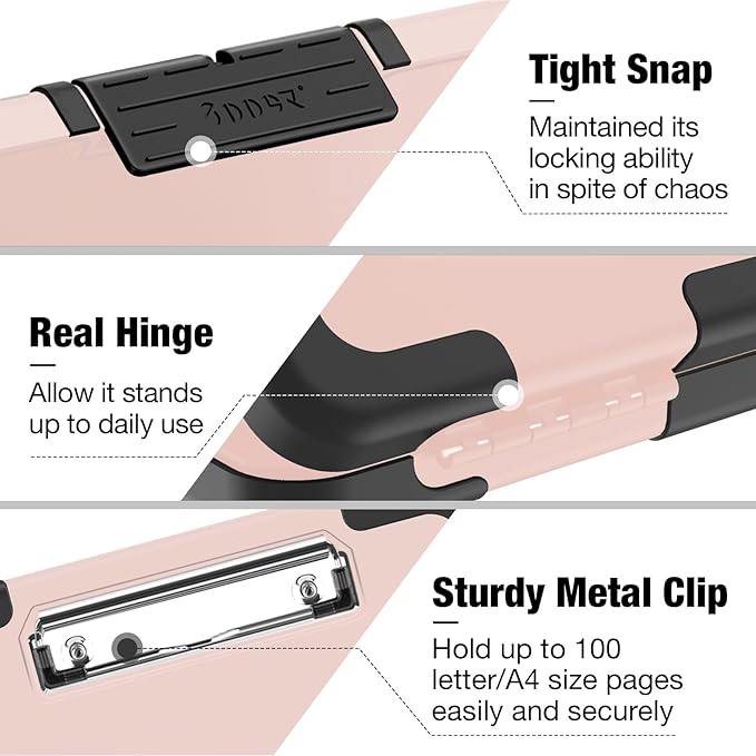 Sooez Toughest Clipboard with Storage, Internal Pen Pouch Included, Letter/ A4 Size, Shockproof Heavy Duty Plastic Clip Boards 8.5x11”, High Capacity Clipboards Box Case for Contractor Trucker Driver