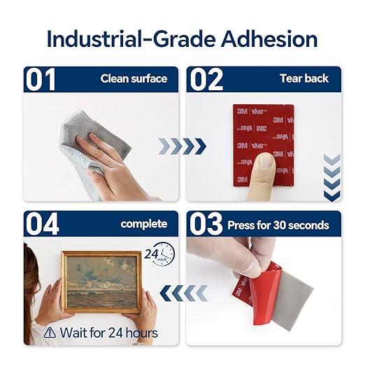 3M VHB Double Sided Tape 50Pcs, 2.44 x 1.77 Inch Heavy Duty Waterproof Mounting Tape for Walls, Car, Home, Outdoor and Office