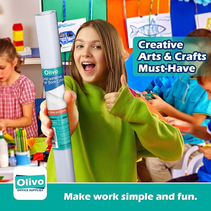 Frosted Clear Contact Paper Roll for Books Crafts, 17.5in x 10ft Sticky Adhesive Clear Plastic Cover Protector Film Liner