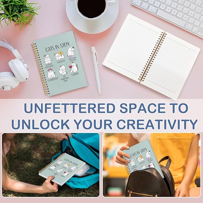 SNNDER Science Cat Notebook Journal, Science Teachers Gift, Funny Cat Gifts for Cat Lovers, Cat Lady Mom Gifts, Cat Office Supplies, Hardcover Spiral Notebook 5.5x8.3 Inch