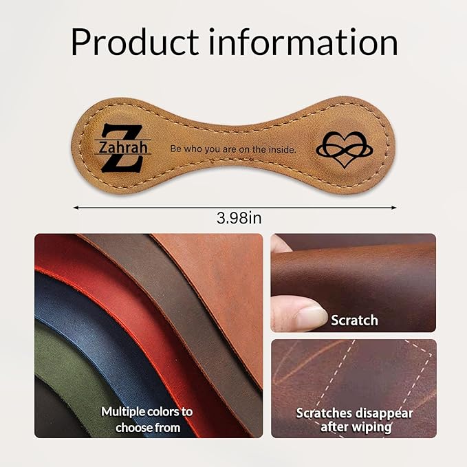 Personalized Leather Magnetic Bookmarks - Custom Magnetic Leather Bookmark with Engraved Logo Text, Vintage Bookmark Clips Customized Gifts for Women, Kids, Men, Book Lovers, Mother, Father