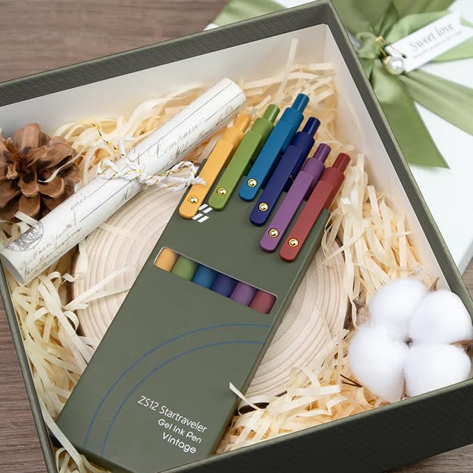 Gel Pens, 6 Pack Gold Retro 0.5mm Black Ink Pens Fine Point Smooth Writing Pens for School Office Supplies, Gifts for Women Girls