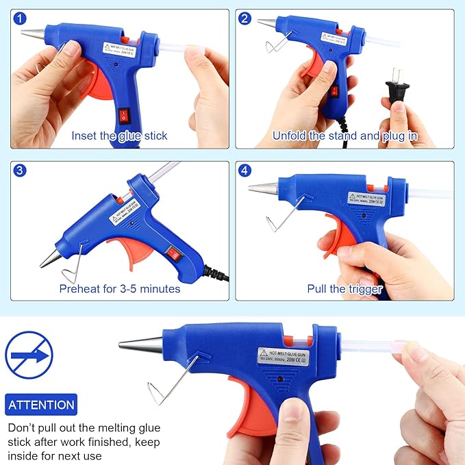 Zhengmy 6 Pieces Mini Hot Glue Gun Crafts Hot Melt Guns Fast Preheating and Easy Squeeze Trigger for School DIY Arts Class Projects Office Home Quick Repairs (Blue)