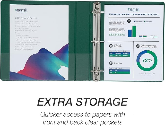 Samsill Durable 1.5 inch 3 Ring Binder, Made in USA, D Ring Binder, FSC 100% Recycled Chipboard, Basis Assortment, 4 Pack