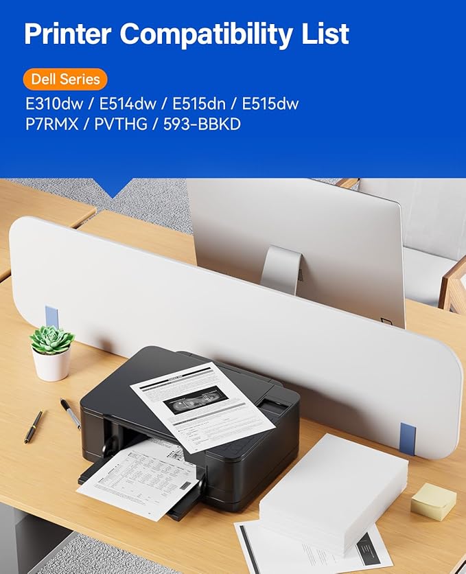 E310 E310dw Toner Cartridge Black 2-Pack High-Yield Replacement for Dell P7RMX PVTHG 593-BBKD Toner Compatible with Dell E310dw E514dw E515dn E515dw E310 E514 E515 Laser Printer Ink All-in-One Copier