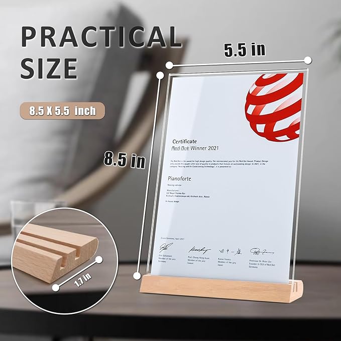 Acrylic Sign Holder 5.5 x 8.5inches, Combined L or T-Shaped dispaly, High Transparency Table Card Stand for Advertisement,Notice,Welcome,Honor,Number or other Flyers(3 packs)
