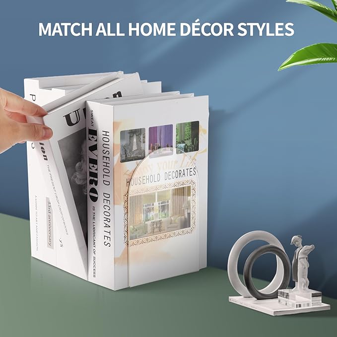 Adwikoso Book Ends for Shelves Clear Acrylic Bookends for Heavy Books Organizer Book Stopper to Hold Books for Home Office School and Desktop Decoration(Circular Arc) (6)