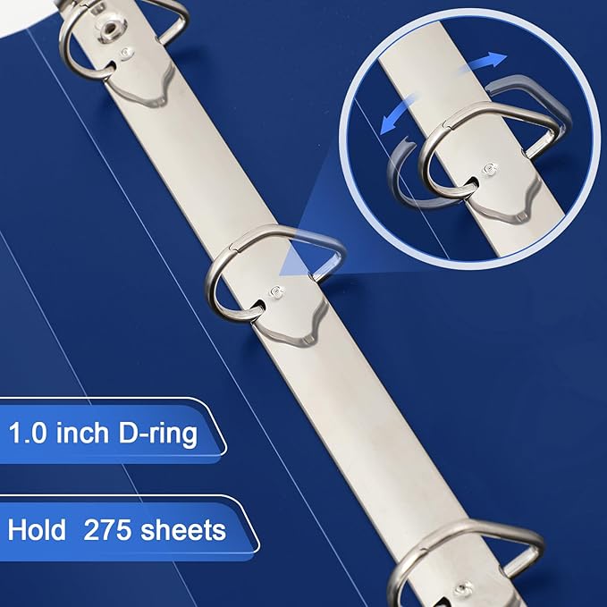 4 Pcs 11 x 17 Inch View Binders with Cover Pocket 1 Inch 3 Rings Heavy Duty View D Ring Binders Economy Holds 11" x 17" Paper for Artwork Blueprints, Office, Home, Work Places (Blue)