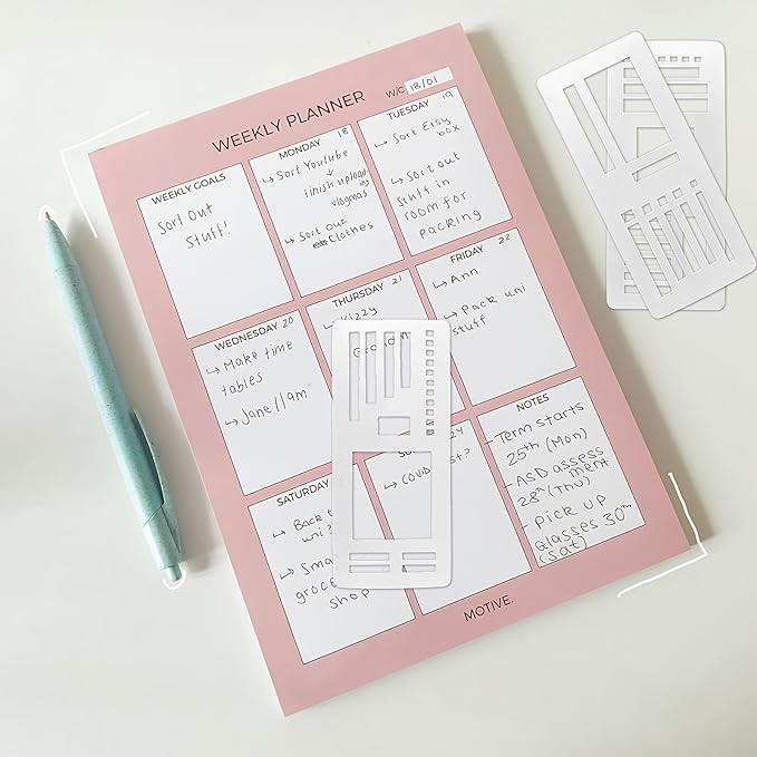 9 Pack Flexible Planner Stencils, Handmade Reusable Templates for Journaling, Dot Grid, Drawing, Checklists & Daily Planning, Calendar Stencils for DIY Crafts and Personal Planners