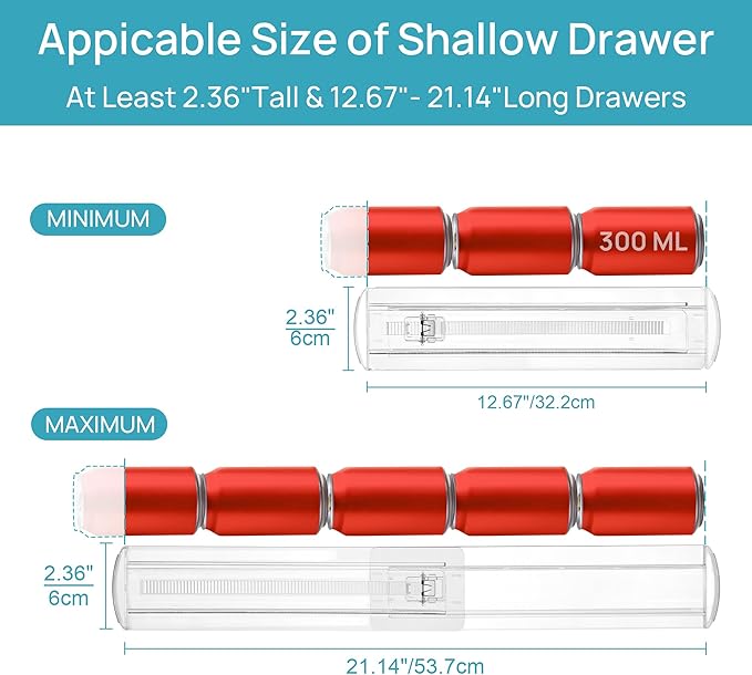 Vtopmart 4 Pack Shallow Drawer Dividers, 2.36" High 12.67"-21.14" Adjustable Expandable Kitchen Drawer Organizer, Clear Plastic Organizer Separators for Flatware, Utensil, Cutlery, Underwear, Clothes