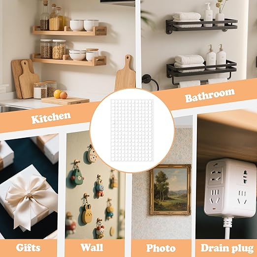 1020 PCS(0.39") Double Sided Sticky Dots Removable Strong Adhesive Tack Heavy Duty Sticky Pads Putty No Traces Clear Sticky Tack for Picture, Poster, Art Craft, Decoration, Party Office Supplies