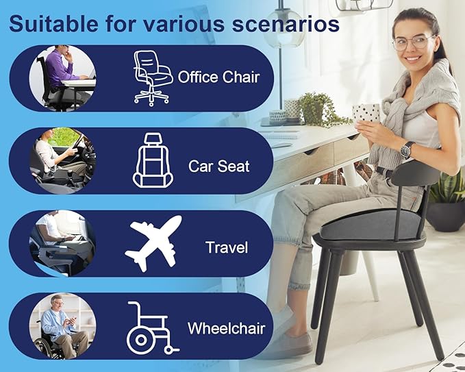 Premium Orthopedic Seat Cushion,X Large Breathable Office Chair Cushion - Enhanced Hip & Tailbone Support,Pressure Relief Sciatica & Leg Relief Let 8+ Hour Sitting Comfort, for Office/Game/Wheelchair