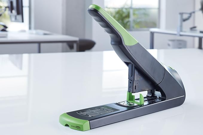 Novus B56 re+New Heavy Duty Stapler, 200 Sheet Capacity, Made of 82% Recycled Plastic, German Engineered, Adjustable Guide, 25 Yr. Warranty, Black (023-0066)