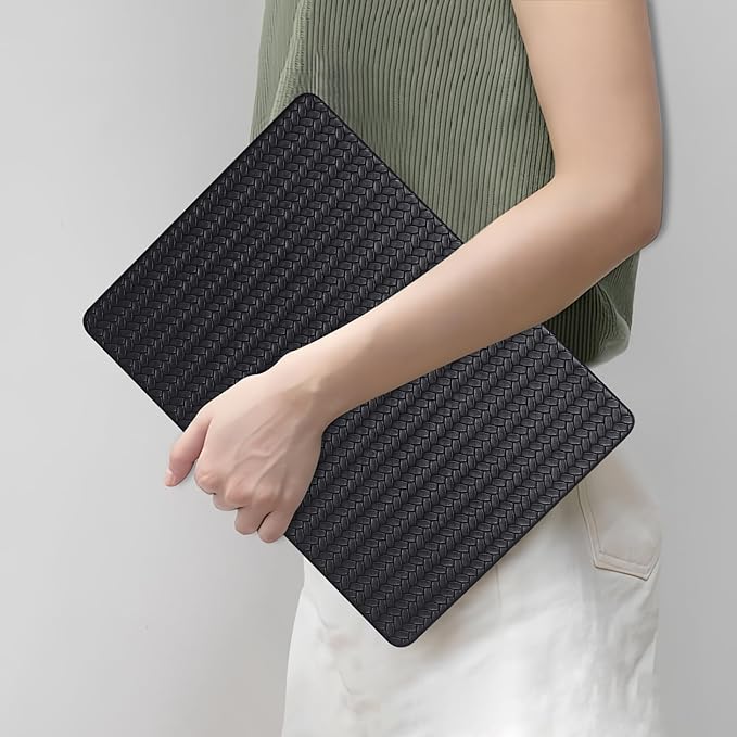 DTangLsm for Woven MacBook Air 13 inch Case M4 2025 2024 2023 2022 A3240 M3 A3113 M2 A2681, Woven Fabric Elegant Texture Leather Hard Shell Cover for MacBook Air 13.6 inch Case & Keyboard Cover, Black
