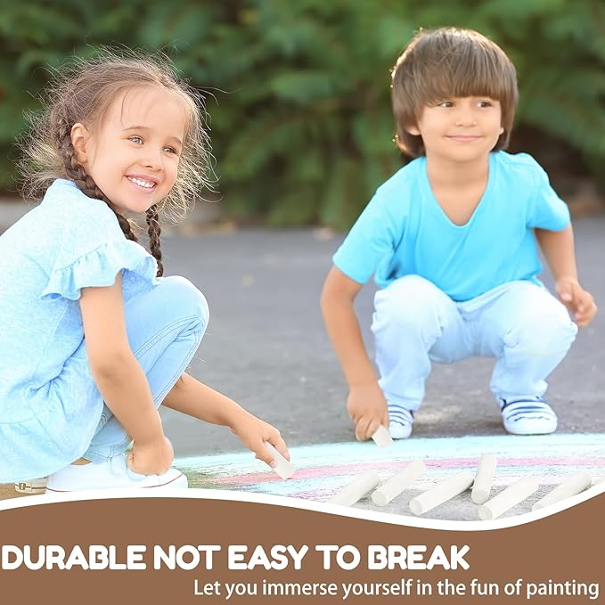 Fulmoon 40 Pcs Jumbo Sidewalk Chalk for Kids Outdoor Art Non Toxic Large Washable Street Chalk for Adults Drawing Painting Classroom(White,Round Style)