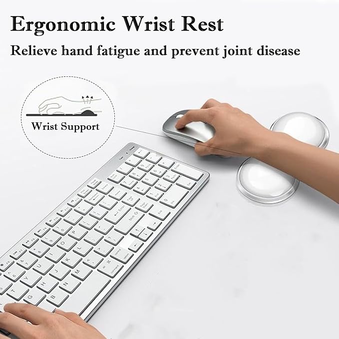 Mouse Wrist Rest Pad, 5.71" Ergonomic Cool Silicone Gel Wrist Support Pad for Effortless Typing & Pain Relief, Non-Slip Base Wrist Support Cushion for Gaming, Computers, Laptops, Office Transparent