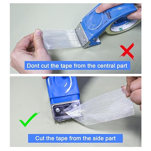 BOMEI PACK Strapping Tape 2Inch, Fiberglass Reinforced Heavy Duty Packing Tape with Dispenser with String for Moving and Shipping, 6Rolls x 5.5Mil x 35Yds, Total 210Yds