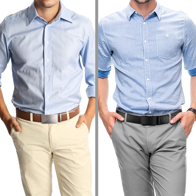 Zitahli Ratchet Belt for Men - 2 Packs Leather Mens belt For Gift Men Dress and Casual,Trim to Fit