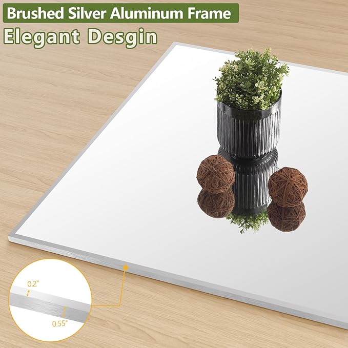 MELOMOIR 71"x32" Silver Mirror Full Length, Free Standing Mirror Leaning or Hanging, Silver Floor Mirror for Bedroom Living Room Home Gym Cloakroom, Thin Aluminum Frame, Tempered Glass, Silver